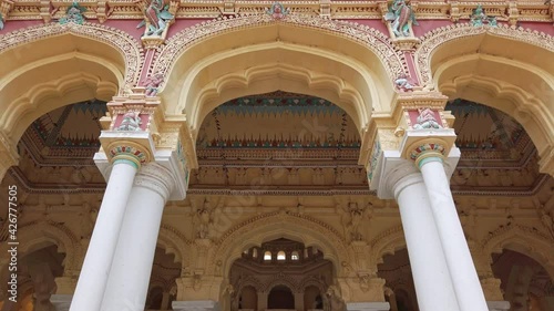 Beautiful architecture of Thirumalai Nayakkar Mahal in Madurai. photo