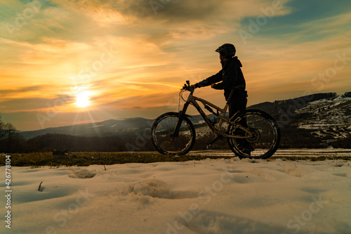 cyclist on sunset