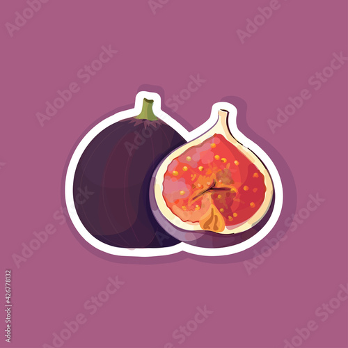 fresh juicy fig icon tasty ripe fruit berry healthy food concept