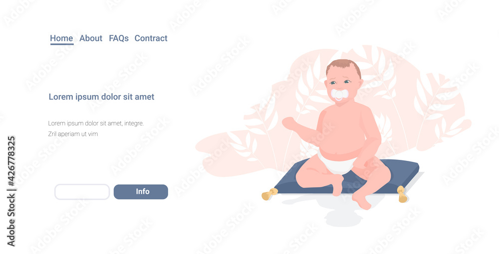 cute little toddler boy sitting with pacifier nipple infant child baby in diaper full length horizontal copy space cute little toddler boy sitting with pacifier nipple infant child baby in diaper full length horizontal copy space