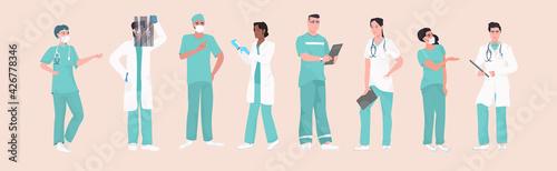 hospital medical staff team doctors nurses surgeons in uniform medicine healthcare concept horizontal full length