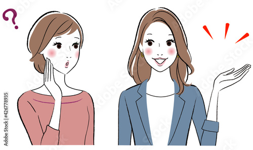 会話している二人の女性のイラスト