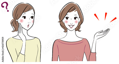 会話している二人の女性のイラスト