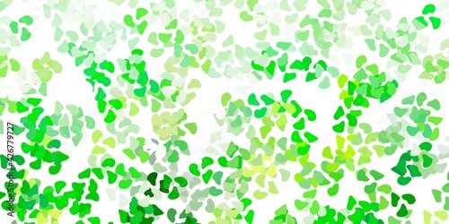 Light green  yellow vector backdrop with chaotic shapes.