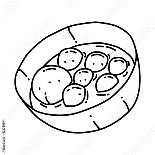 Bakso Icon. Doodle Hand Drawn or Outline Icon Style