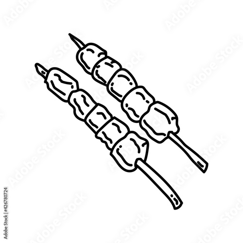 Chicken Satay Icon. Doodle Hand Drawn or Outline Icon Style