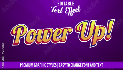 Power Up, Game Title Editable Text Effect Cool Font Style, Headline Template