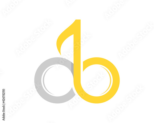 Music note with infinity symbol shape