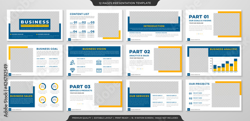 business presentation layout concept template design with modern and clean style use for business profile and annual report