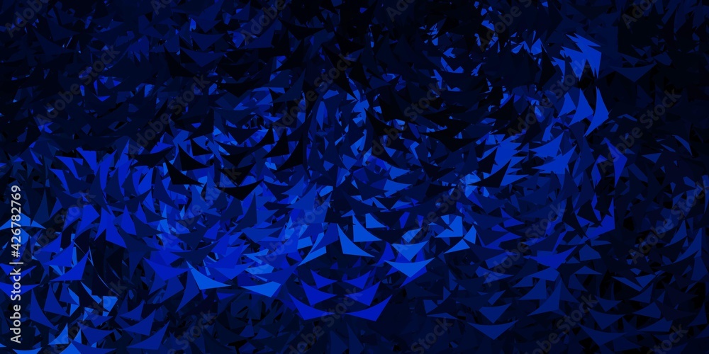Dark blue vector template with crystals, triangles.