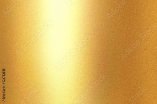 Obraz na płótnie Light shining on gold painted metal wall with copy space, abstract texture background w salonie