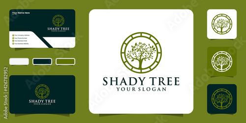 Shady Tree Logo abstract ,Template Design and business card