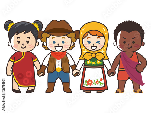 手を繋ぐ世界の子供たち　人種　国籍　平和