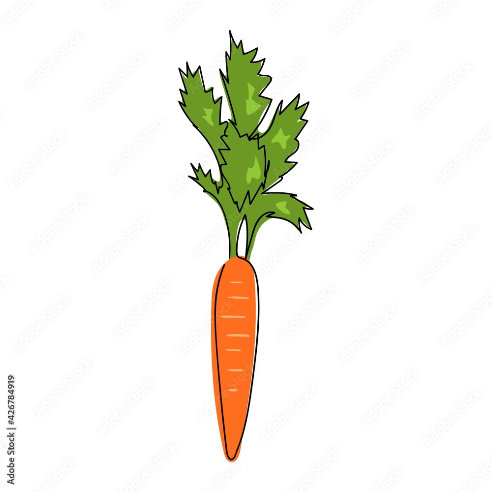 Carrots are shown as a solid line. Delicious vegetable. The object is drawn with a single line in a doodle style. A product from the farmers market. One continuous drawn line. Stock illustration Carrots are shown as a solid line. Delicious vegetable. The object is drawn with a single line in a doodle style. A product from the farmers market. One continuous drawn line. Stock illustration