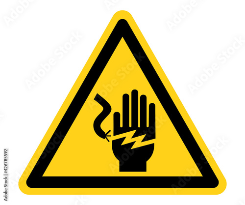 Warning sign for electric shock Vector illustration