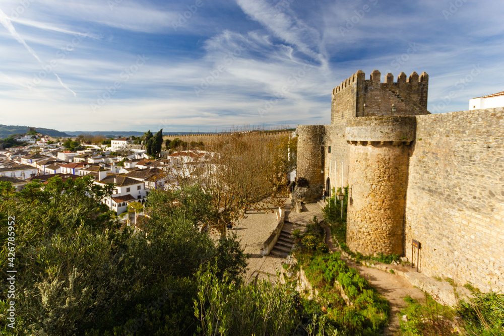 Fortified wall that encircles the city of Óbidos