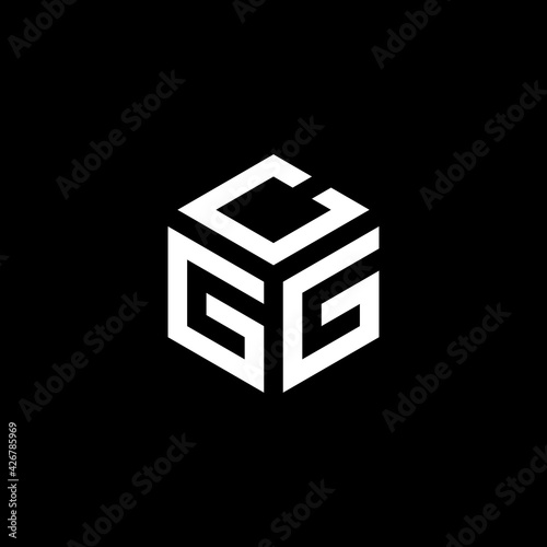 GCG hexagon letter logo design cube. Initial three letters template logo