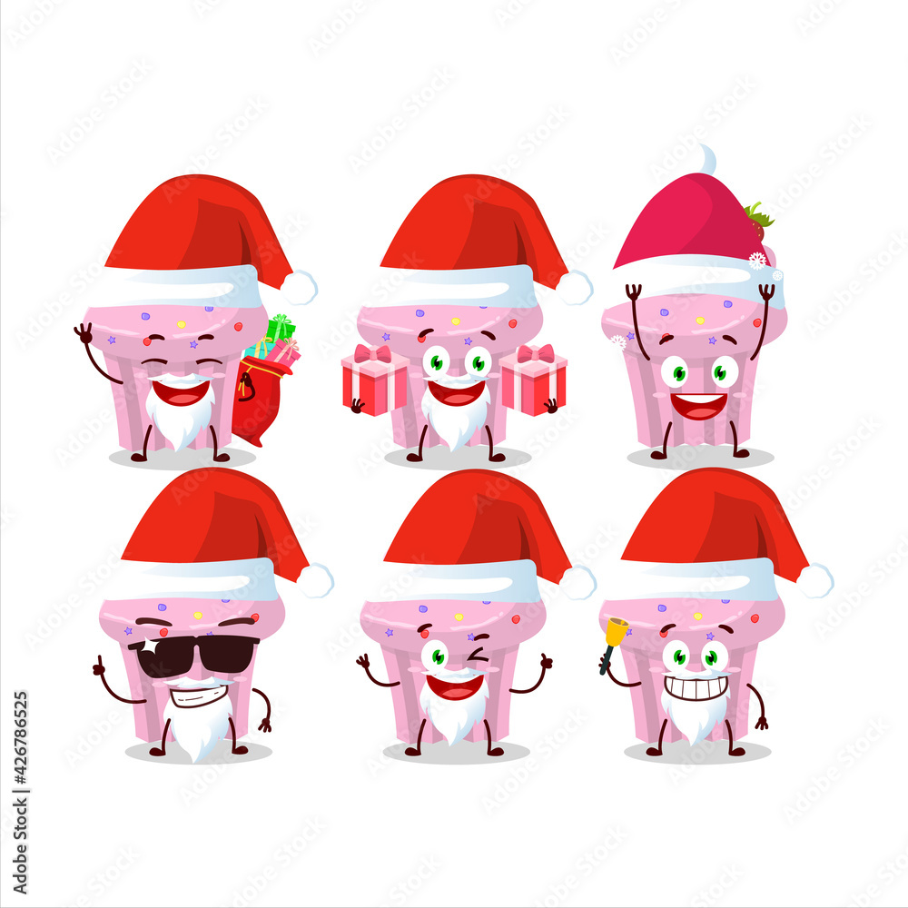 Santa Claus emoticons with strawberry muffin cartoon character