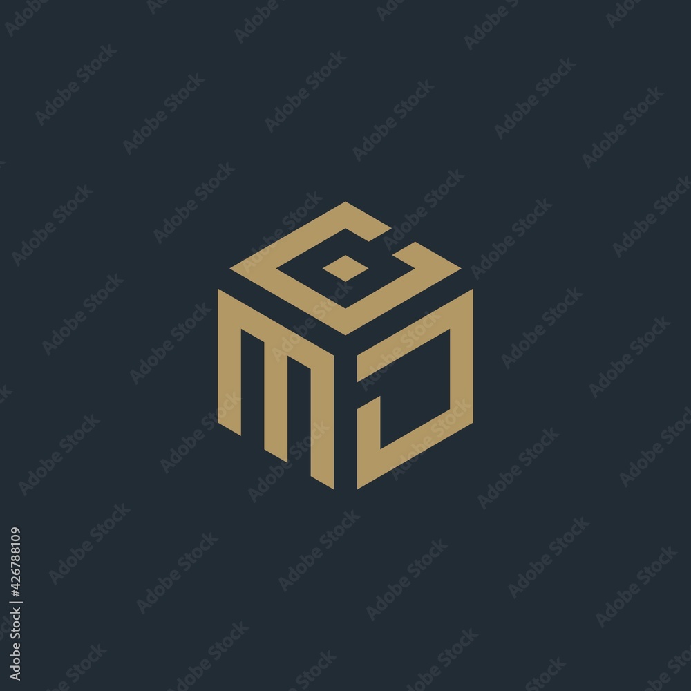 Obraz premium MCD hexagon letter logo design cube. Initial three letter template logo