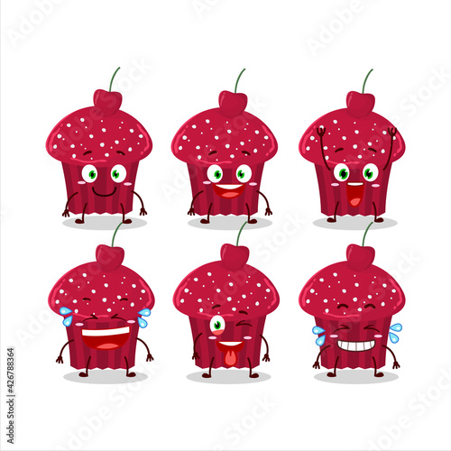 Cartoon character of cherry muffin with smile expression