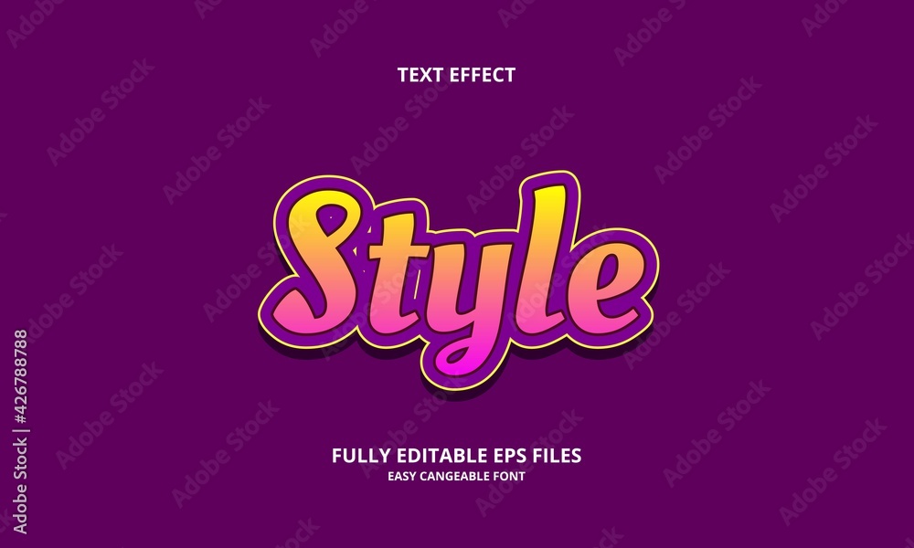 Editable text effect style title style