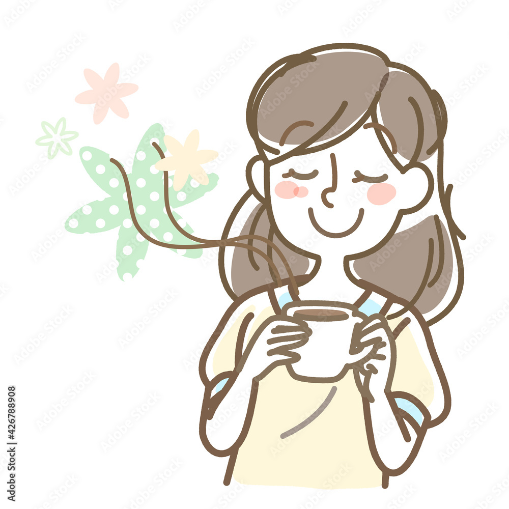 飲み物を飲んでリラックスする女性
飲み物を飲んでリラックスする女性