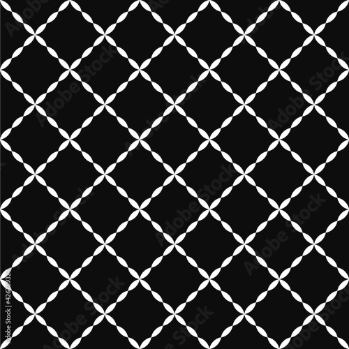 Geometric of diagonal square tile pattern. Design sewing lines tile of seamless white on black background. Design print for illustration, textile, texture, wallpaper, background.