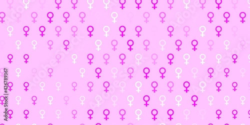 Light Pink vector backdrop with women power symbols.