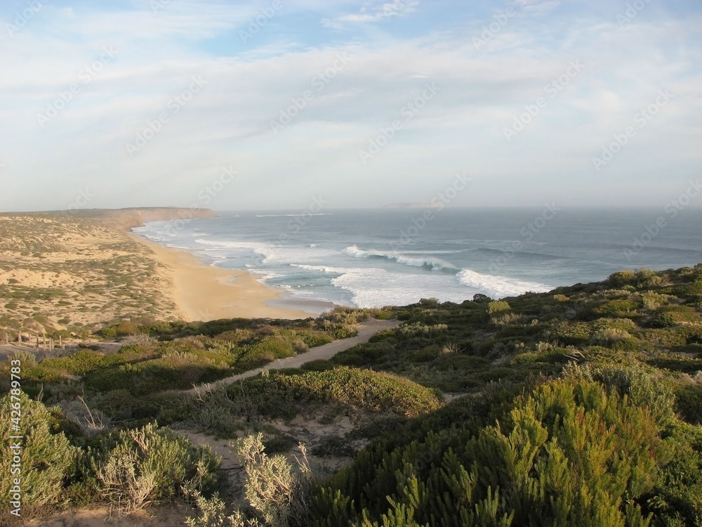 Australia deserted surf beach Yorke peninsular sunny sand hills wild sea