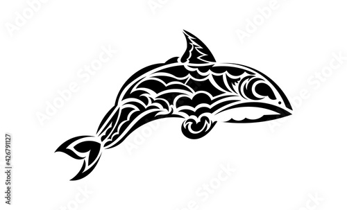 Whale tattoo in Samoan style. Isolated. Vector
