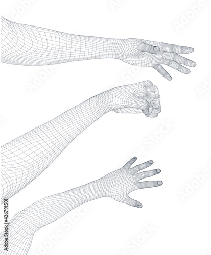 A computer generated rendering hand.