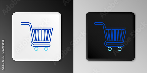 Line Shopping cart icon isolated on grey background. Online buying concept. Delivery service sign. Supermarket basket symbol. Colorful outline concept. Vector