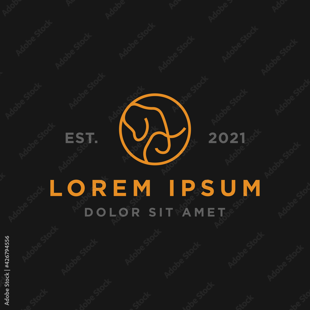 Elephant minimalist logo design template Elephant minimalist logo design template