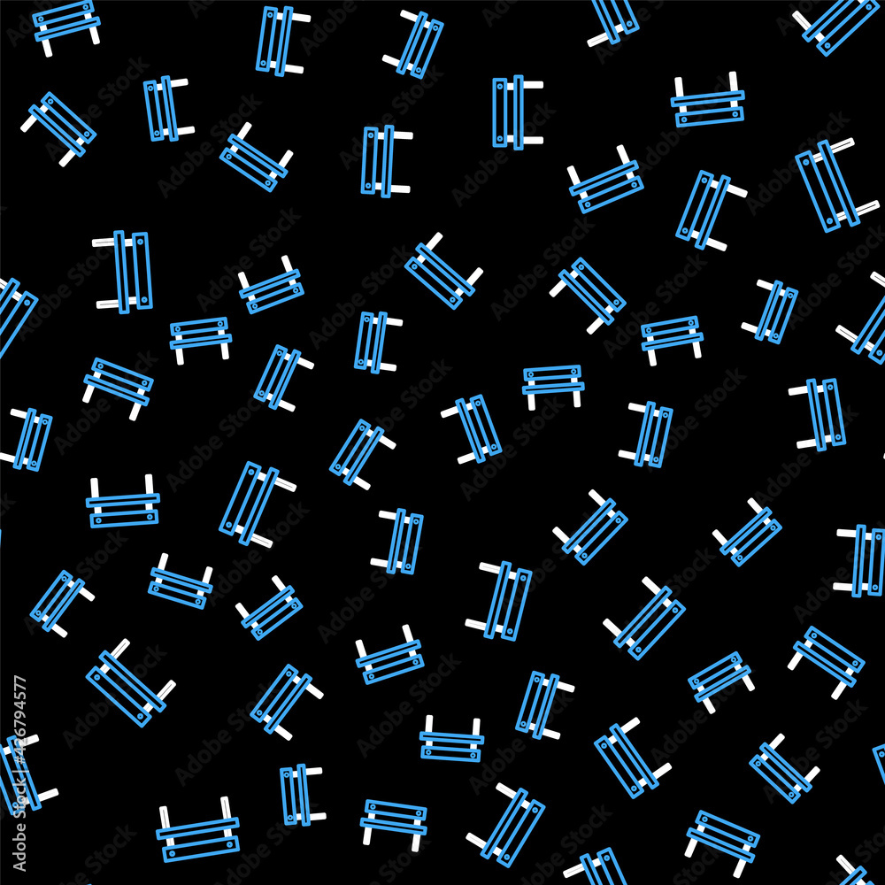 Line Bench icon isolated seamless pattern on black background. Vector Line Bench icon isolated seamless pattern on black background. Vector