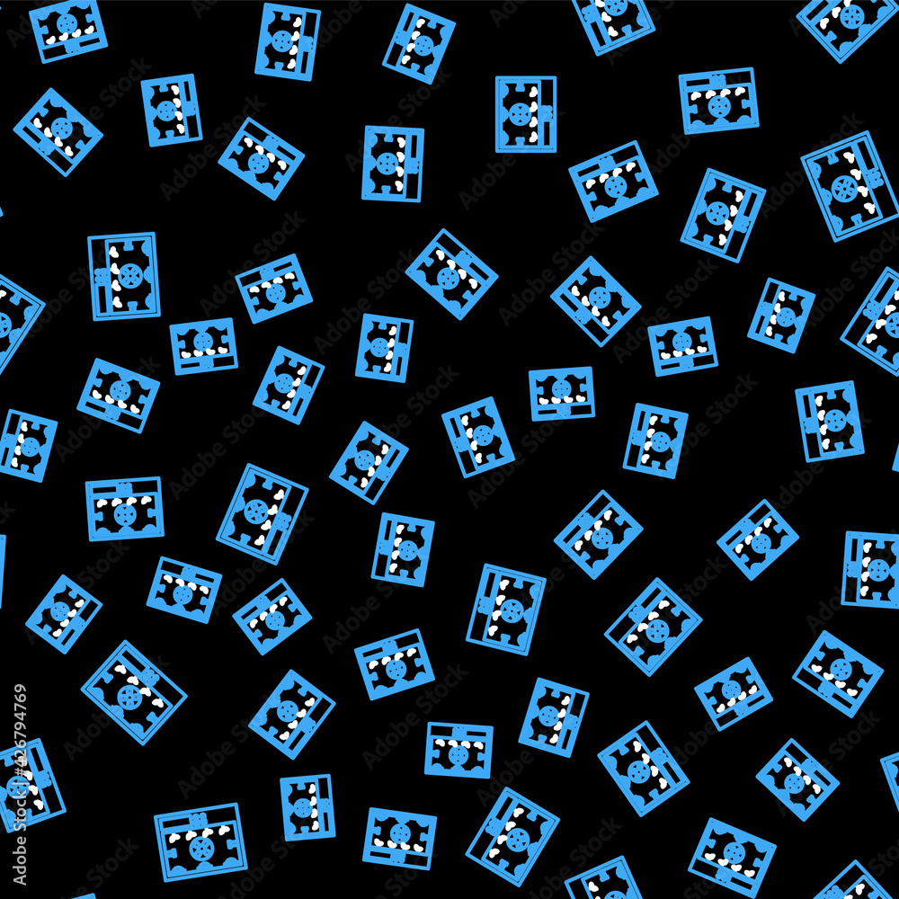 Line Smart farming technology - farm automation system icon isolated seamless pattern on black background. Vector