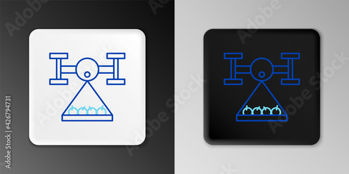 Line Smart farm with drone control collects harvest icon isolated on grey background. Innovation technology for agricultural company. Colorful outline concept. Vector