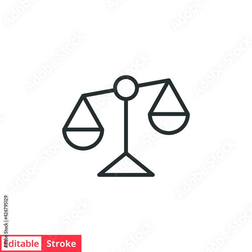 Libra line icon. Simple outline style. Scale, balance, comparison, compare, legal, law, justice, weight concept. Pictogram, vector illustration isolated on white background. Editable stroke EPS 10.