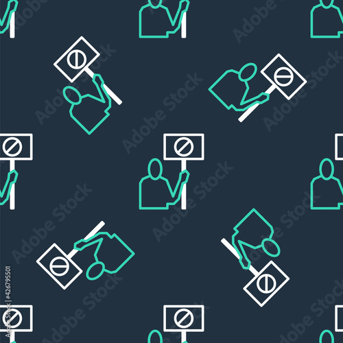 Line Nature saving protest icon isolated seamless pattern on black background. Earth planet protection, environmental issues demonstration. Vector