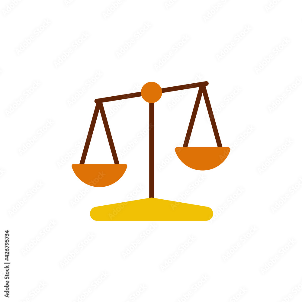 Libra icon. Simple flat style. Scale, balance, comparison, compare, legal, law, justice, weight concept. Pictogram, vector illustration isolated on white background. EPS 10.