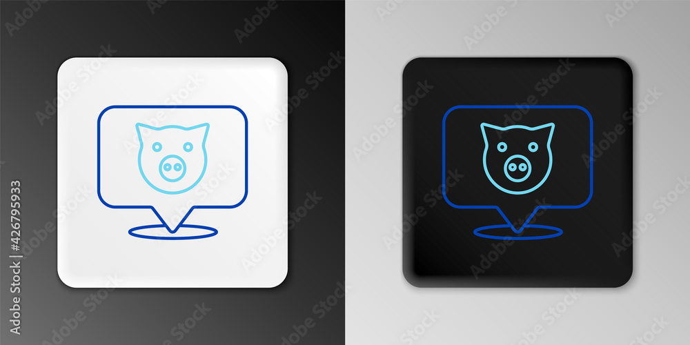Line Pig icon isolated on grey background. Animal symbol. Colorful outline concept. Vector Line Pig icon isolated on grey background. Animal symbol. Colorful outline concept. Vector