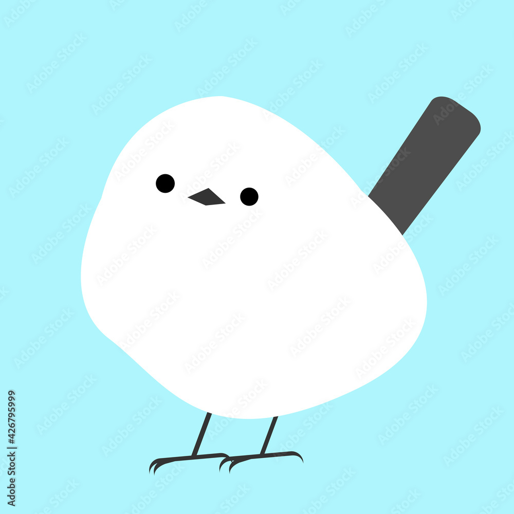 雪玉の様にふわふわモコモコ可愛いシマエナガのシンプルなイラスト Kawaii Long Tailed Tit Stock イラスト Adobe Stock