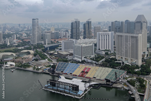 View of the Float at Marina Bay from the observation deck of the hotel Marina Bay Sands