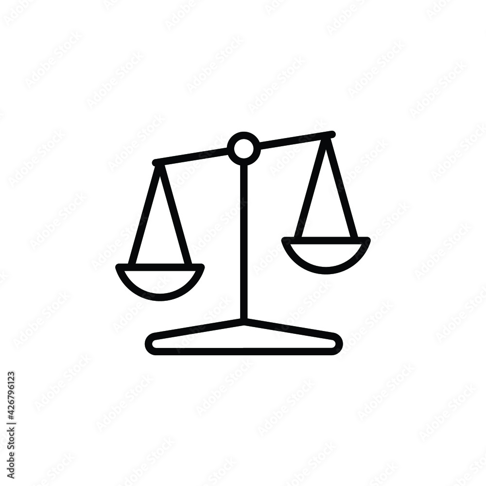 Libra line icon. Simple outline style. Scale, balance, comparison, compare, legal, law, justice, weight concept. Pictogram, vector illustration isolated on white background. EPS 10.
