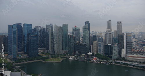 Canvas Print View of Collyer Quay from the observation deck of the hotel Marina By Sands