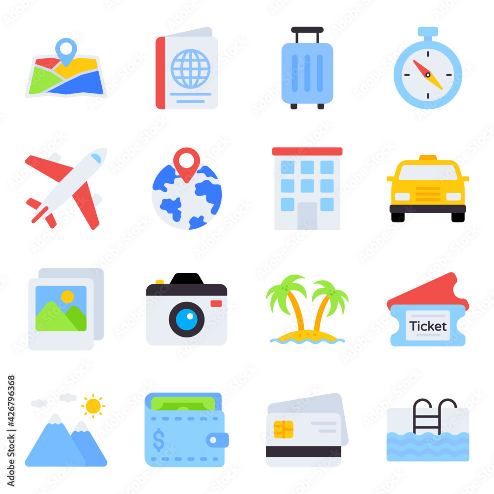Pack of Travel Flat Icons Pack of Travel Flat Icons