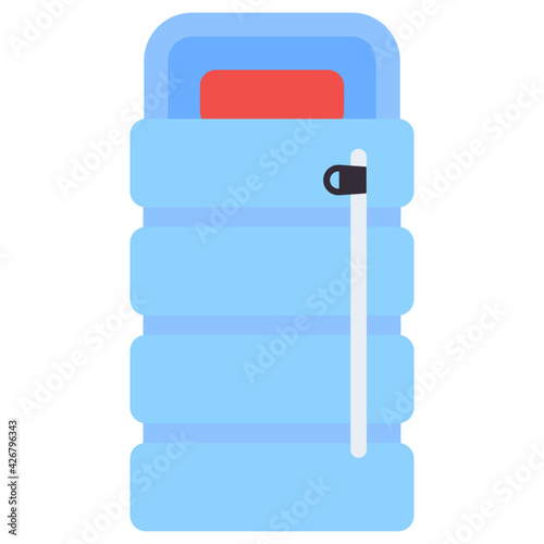 A flat design, icon of sleeping bag