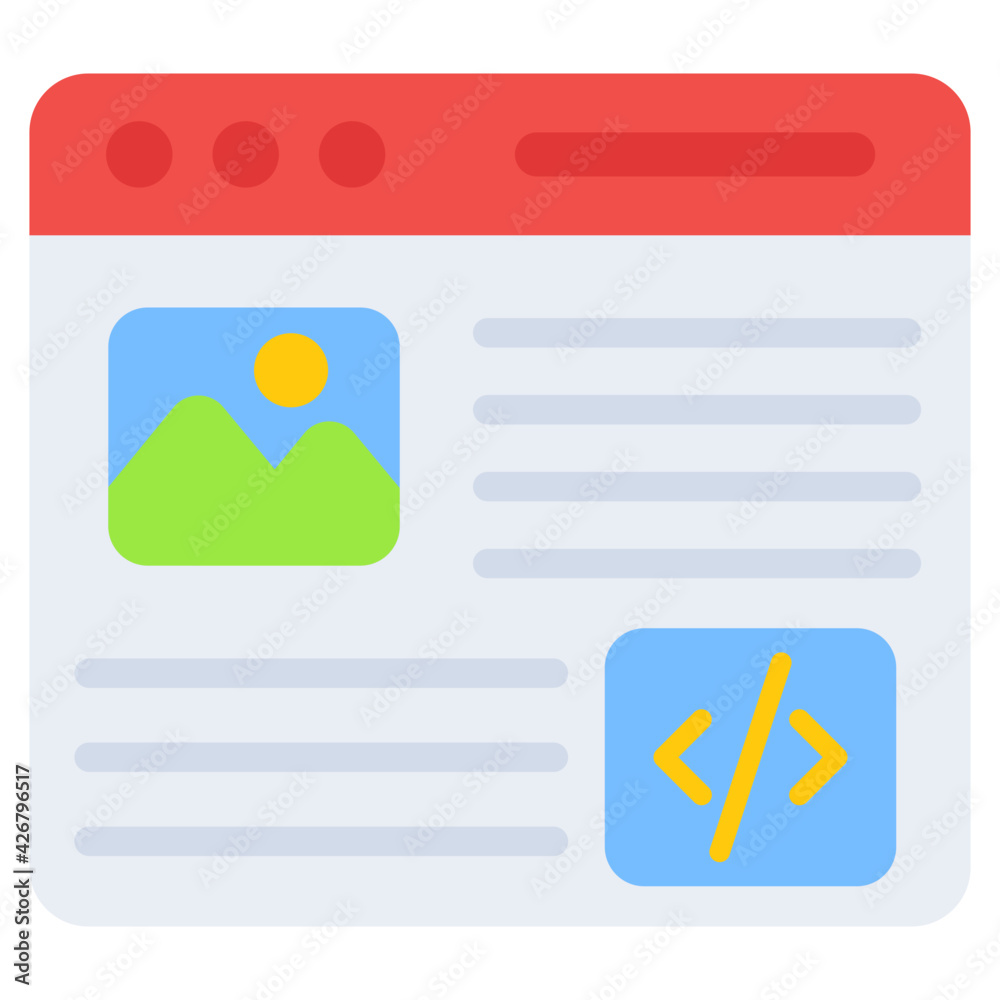 A flat design, icon of web content A flat design, icon of web content