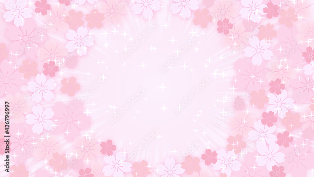 キラキラ桜のフレームイラスト素材