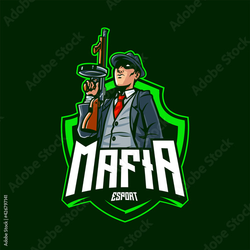 Mafia esport mascot logo illustration