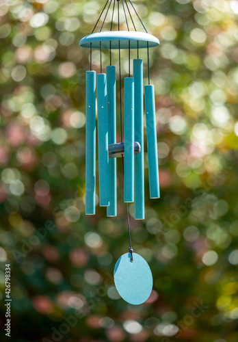 Blue Wind Chimes on a Sunny Day